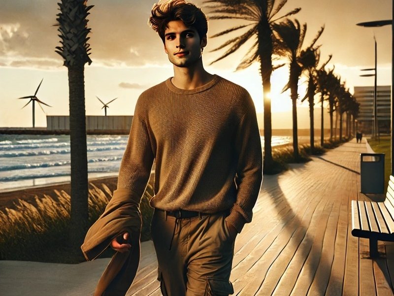 pessoa caminhando com postura confiante ao pôr do sol em ambiente calmo e inspirador