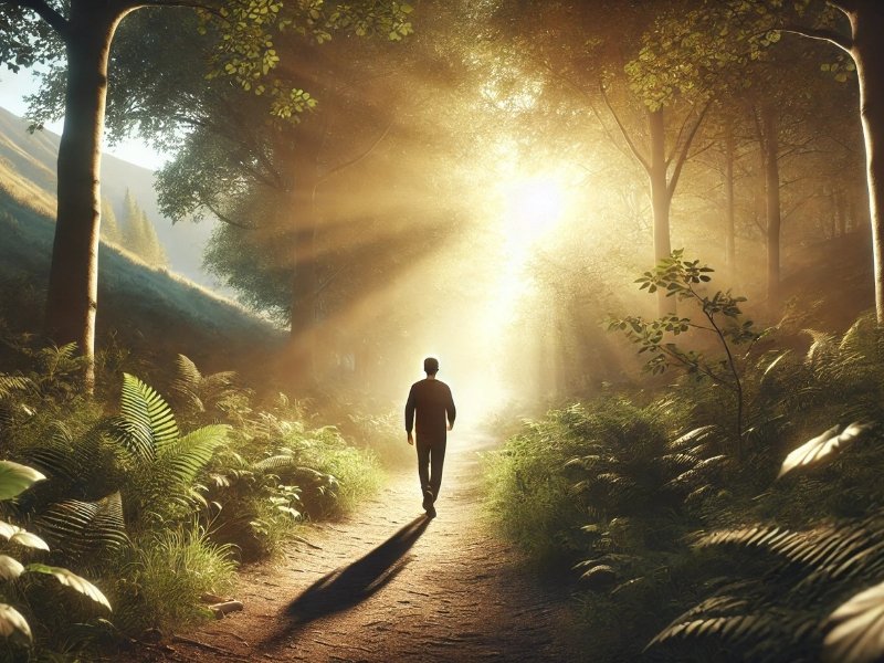 pessoa caminhando com confiança, superando desafios emocionais