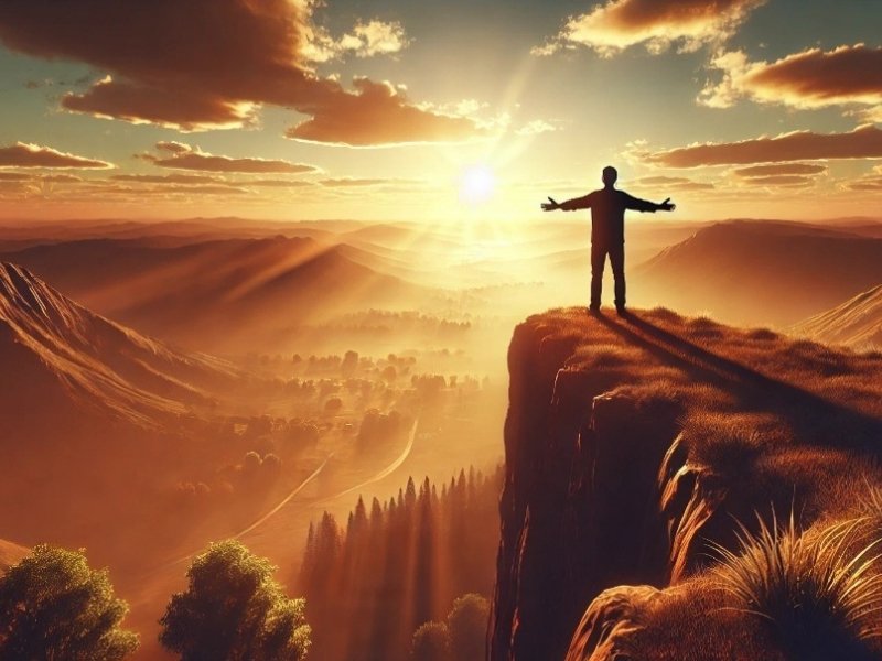 pessoa contemplando paisagem com sentimento de propósito